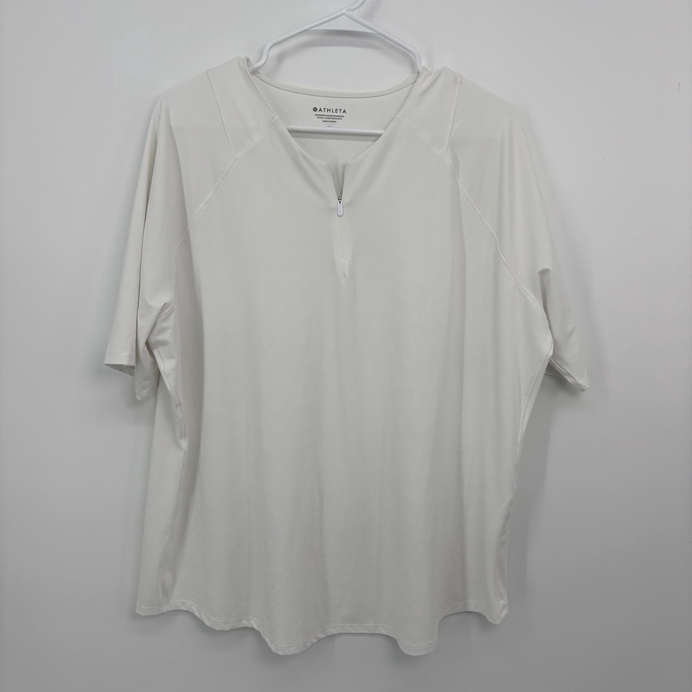 Athleta Sunchase UPF T-Shirt White Short Sleeve Women's 1X Athletic Gym Running